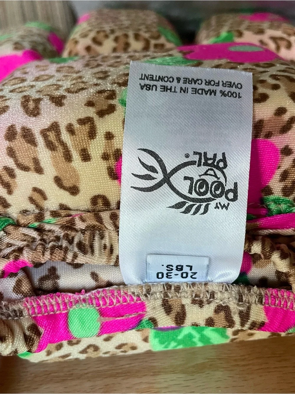 Pool Pal ToddlerFloral Leopard Print Swim Vest - Pink/Green 20-30lbs size